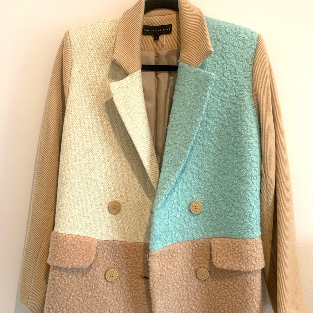 English Factory color block coat - medium coat. - Picture 4 of 11